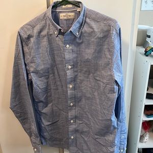 Long sleeve pinstripe button up shirt.